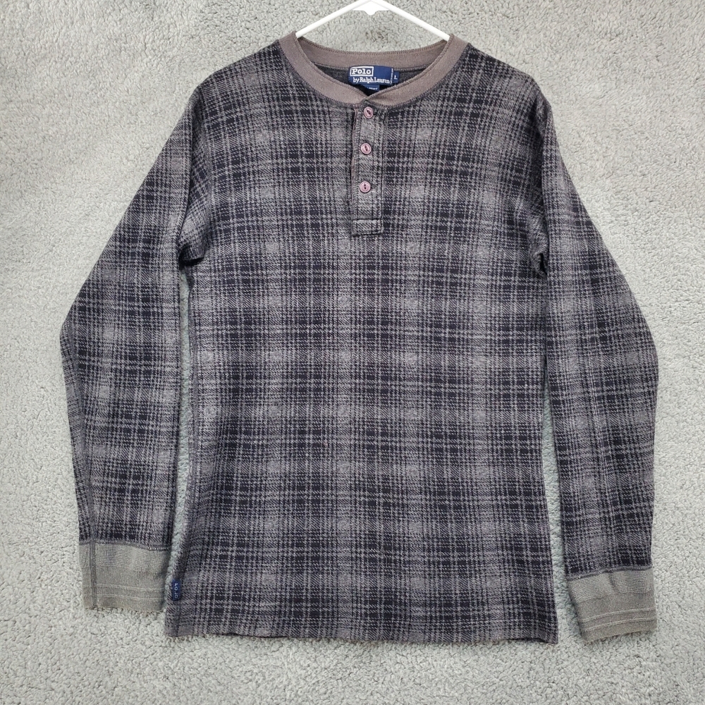 Plaid Long Sleeve Henley Shirt